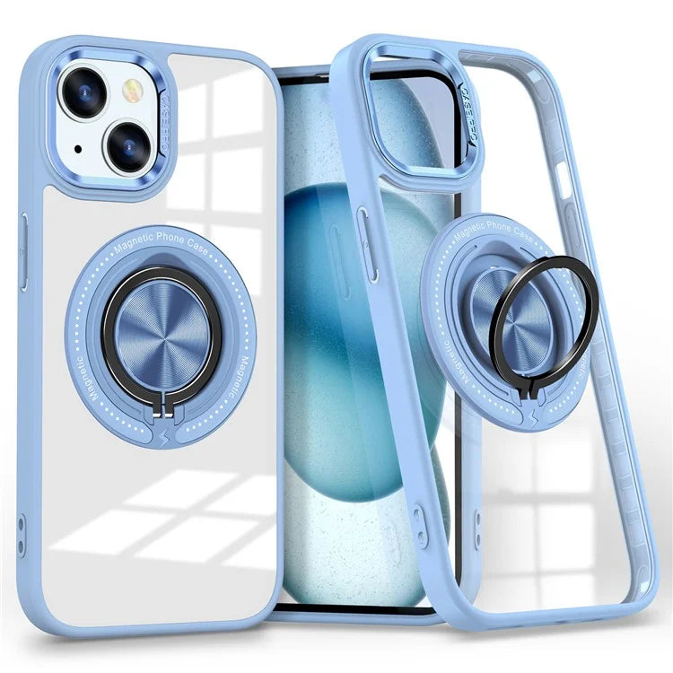 For iPhone 13  /  14 Case Compatible with MagSafe PC+TPU Kickstand Clear Phone Cover