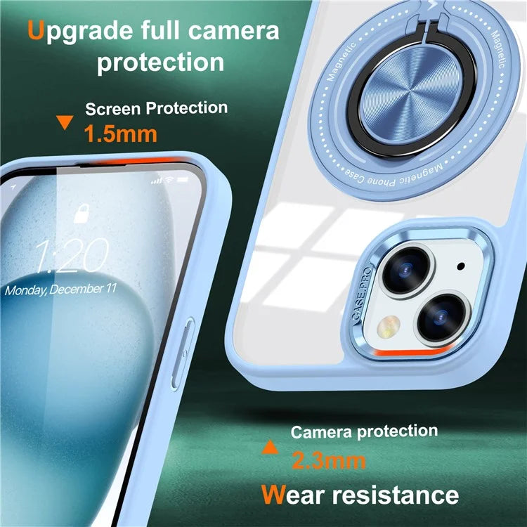 For iPhone 13  /  14 Case Compatible with MagSafe PC+TPU Kickstand Clear Phone Cover