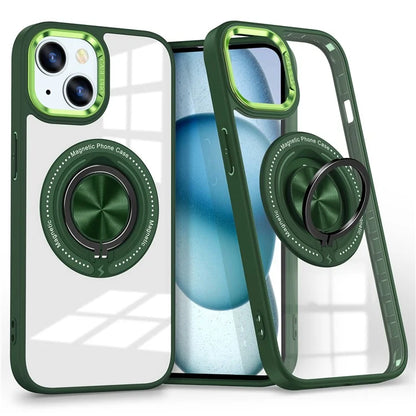 For iPhone 13  /  14 Case Compatible with MagSafe PC+TPU Kickstand Clear Phone Cover