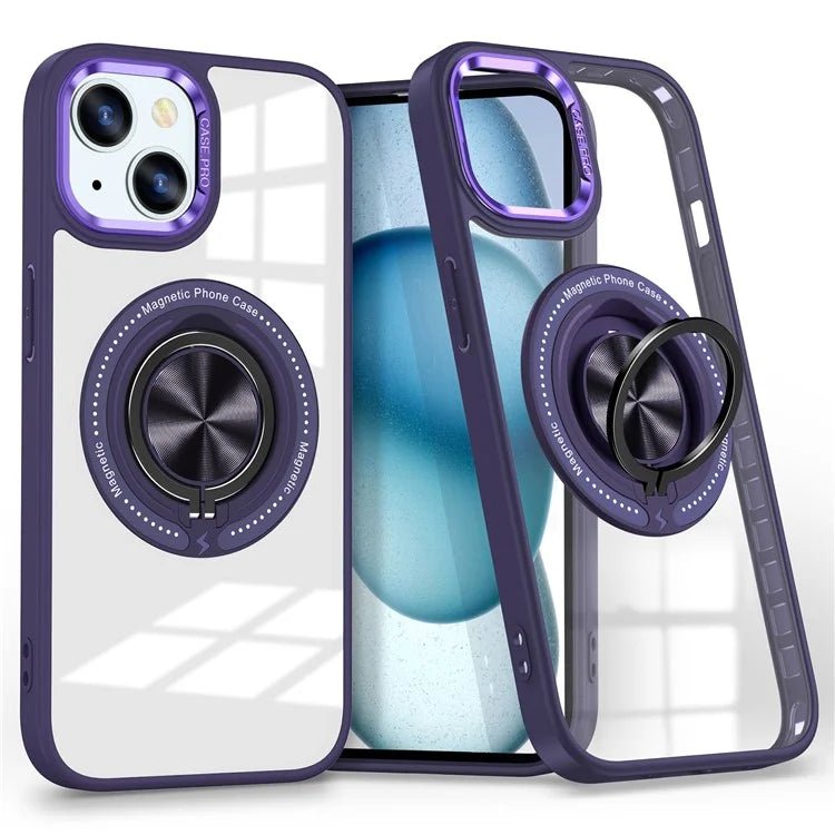 For iPhone 13  /  14 Case Compatible with MagSafe PC+TPU Kickstand Clear Phone Cover