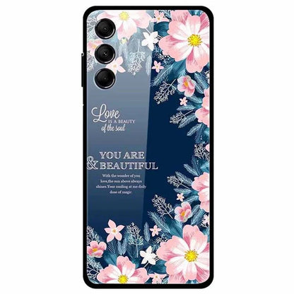 For Samsung Galaxy M14 5G Case Anti-Scratch Tempered Glass Pattern Phone Cover