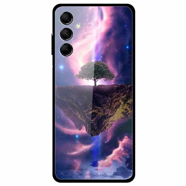 For Samsung Galaxy M14 5G Case Anti-Scratch Tempered Glass Pattern Phone Cover