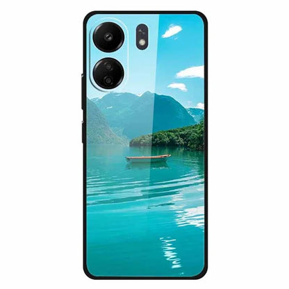 For Xiaomi Redmi 13C 4G / Poco C65 4G Case Pattern Print Tempered Glass Cell Phone Cover