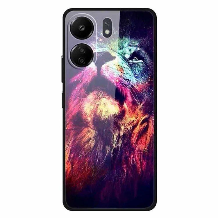 For Xiaomi Redmi 13C 4G / Poco C65 4G Case Pattern Print Tempered Glass Cell Phone Cover