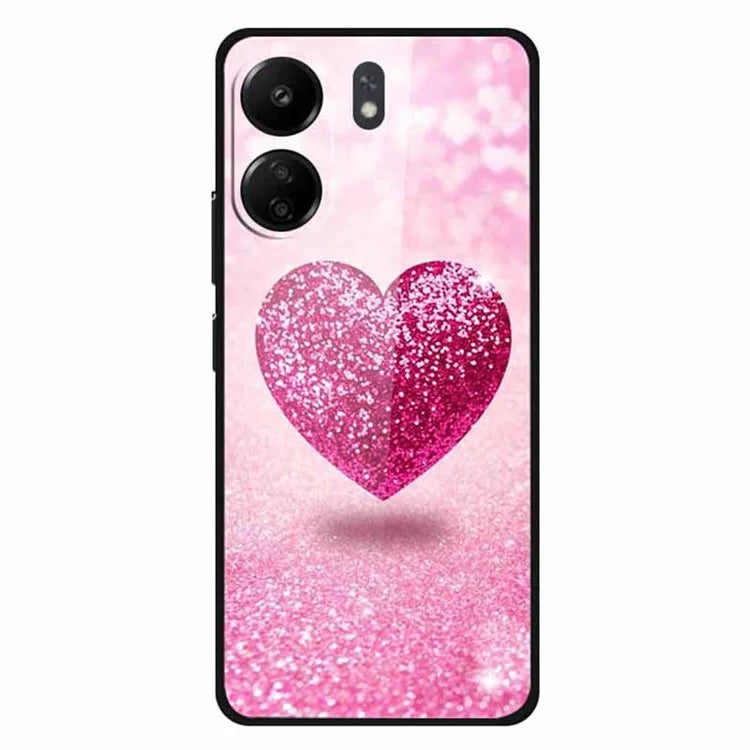 For Xiaomi Redmi 13C 4G / Poco C65 4G Case Pattern Print Tempered Glass Cell Phone Cover
