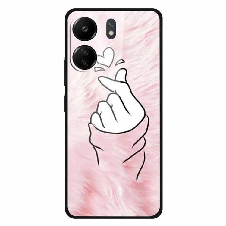 For Xiaomi Redmi 13C 4G / Poco C65 4G Case Pattern Print Tempered Glass Cell Phone Cover