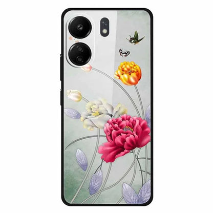 For Xiaomi Redmi 13C 4G / Poco C65 4G Case Pattern Print Tempered Glass Cell Phone Cover