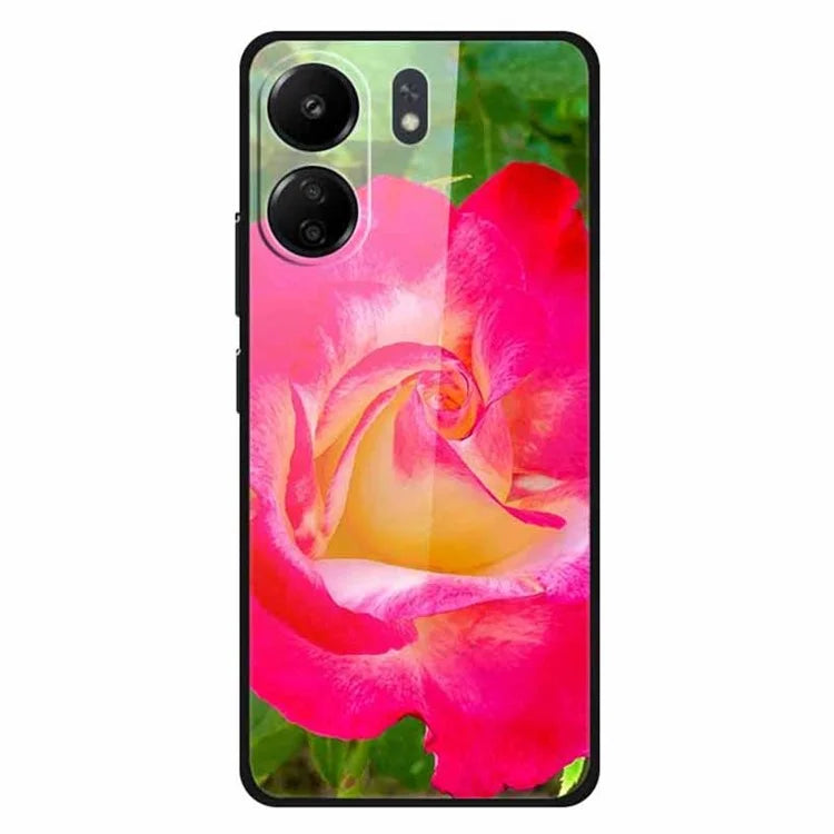For Xiaomi Redmi 13C 4G / Poco C65 4G Case Pattern Print Tempered Glass Cell Phone Cover