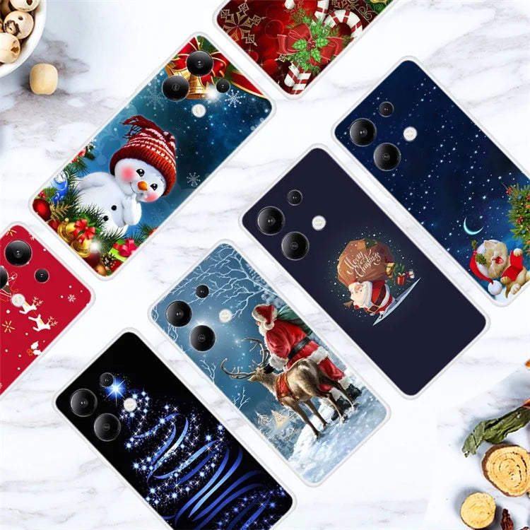 For Xiaomi Redmi Note 13 4G Case Soft TPU Phone Cover Merry Christmas Pattern