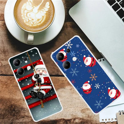 For Xiaomi Redmi Note 13 4G Case Soft TPU Phone Cover Merry Christmas Pattern