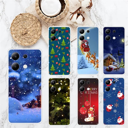 For Xiaomi Redmi Note 13 4G Case Soft TPU Phone Cover Merry Christmas Pattern