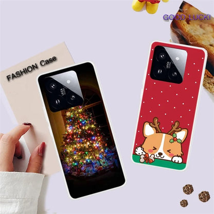 For Xiaomi 14 Pro Merry Christmas Case Soft TPU Slim Fit Protective Phone Cover