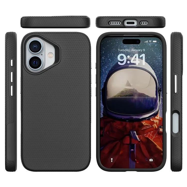 For iPhone 16 Case Compatible with MagSafe Protective TPU+PC Phone Cover - Black