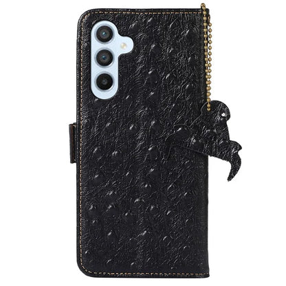 For Samsung Galaxy S24 FE Case RFID Blocking Genuine Cow Phone Case Ostrich Texture
