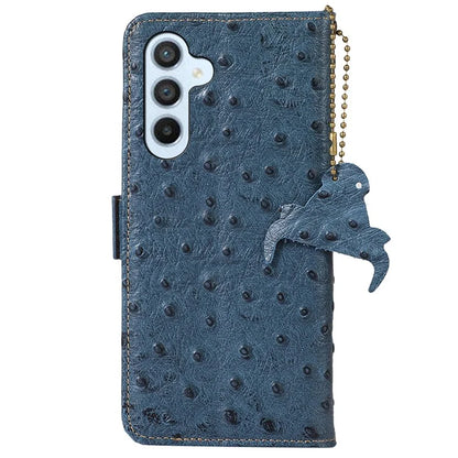 For Samsung Galaxy S24 FE Case RFID Blocking Genuine Cow Phone Case Ostrich Texture
