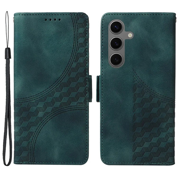 For Samsung Galaxy S24+ Case Wallet Leather Phone Cover Rhombus Starry Pattern