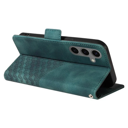 For Samsung Galaxy S24+ Case Wallet Leather Phone Cover Rhombus Starry Pattern