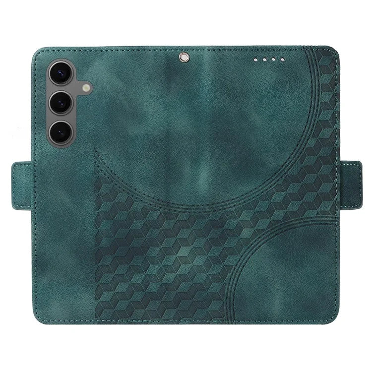 For Samsung Galaxy S24+ Case Wallet Leather Phone Cover Rhombus Starry Pattern