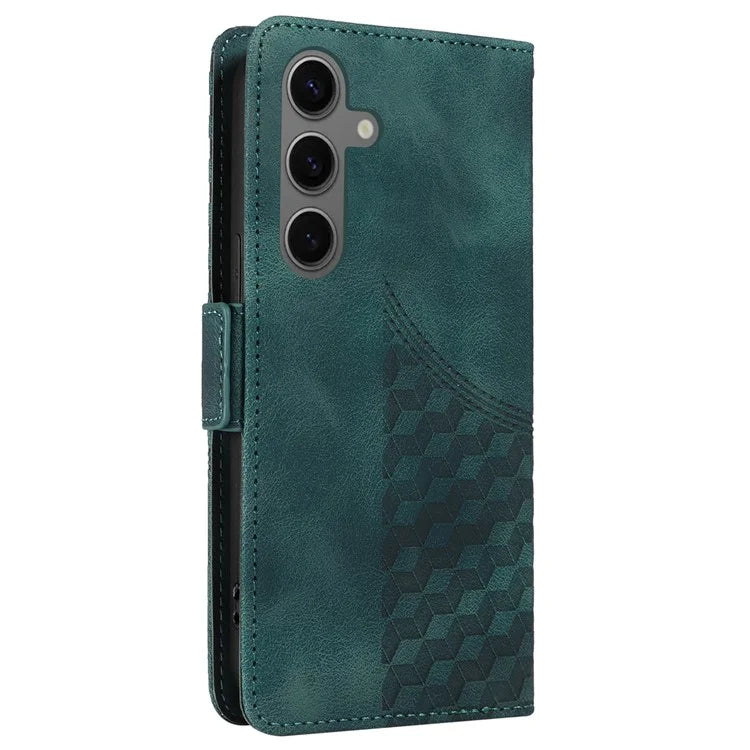 For Samsung Galaxy S24+ Case Wallet Leather Phone Cover Rhombus Starry Pattern