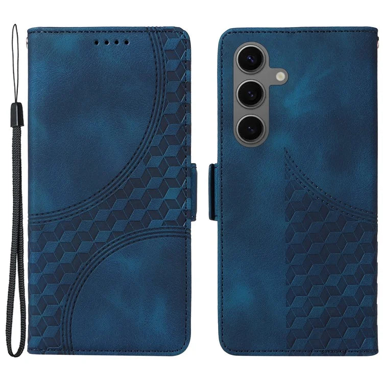 For Samsung Galaxy S24+ Case Wallet Leather Phone Cover Rhombus Starry Pattern