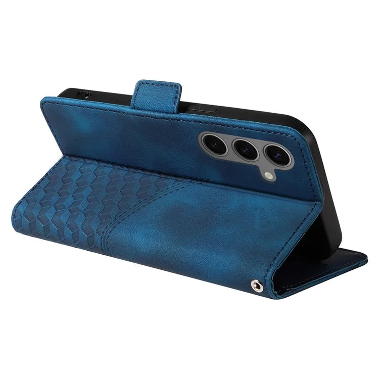 For Samsung Galaxy S24+ Case Wallet Leather Phone Cover Rhombus Starry Pattern