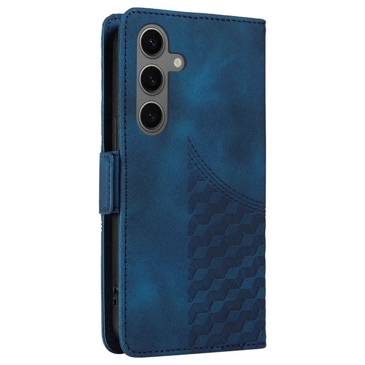 For Samsung Galaxy S24+ Case Wallet Leather Phone Cover Rhombus Starry Pattern