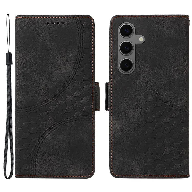For Samsung Galaxy S24+ Case Wallet Leather Phone Cover Rhombus Starry Pattern