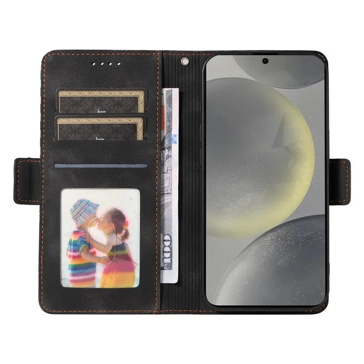 For Samsung Galaxy S24+ Case Wallet Leather Phone Cover Rhombus Starry Pattern