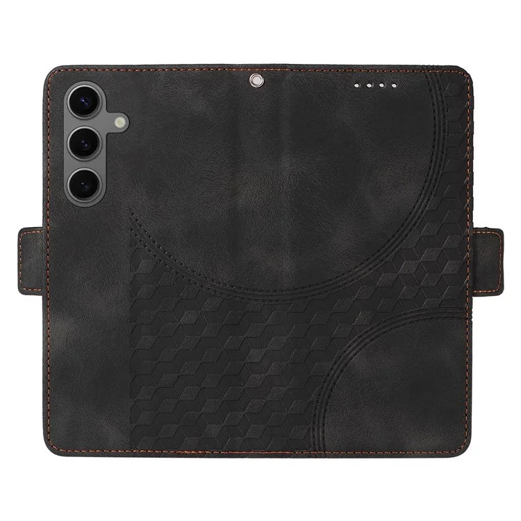 For Samsung Galaxy S24+ Case Wallet Leather Phone Cover Rhombus Starry Pattern