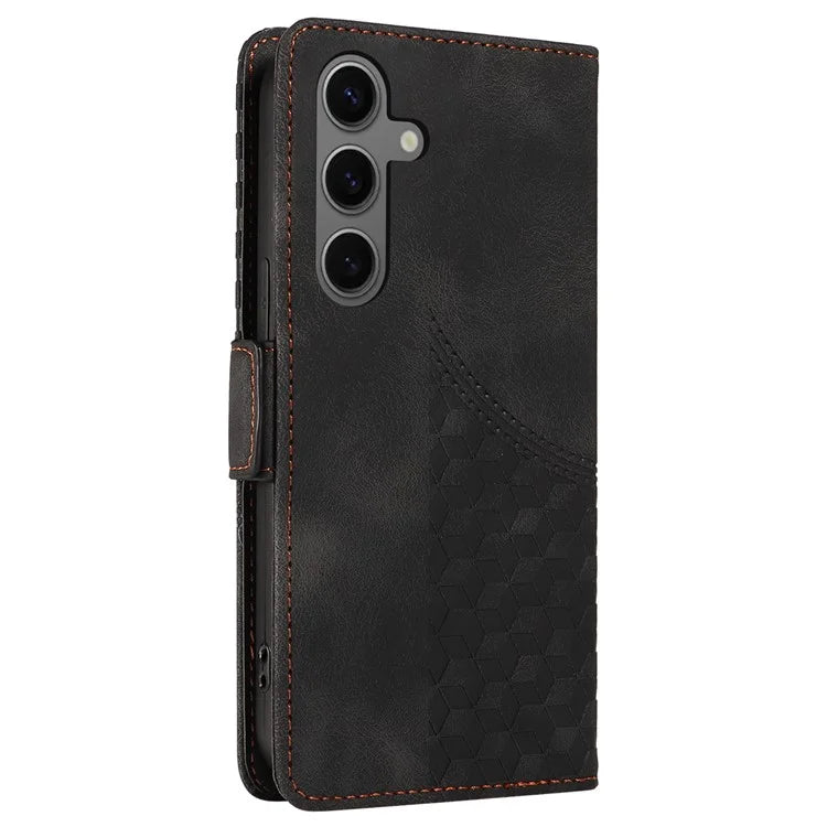 For Samsung Galaxy S24+ Case Wallet Leather Phone Cover Rhombus Starry Pattern