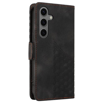For Samsung Galaxy S24+ Case Wallet Leather Phone Cover Rhombus Starry Pattern