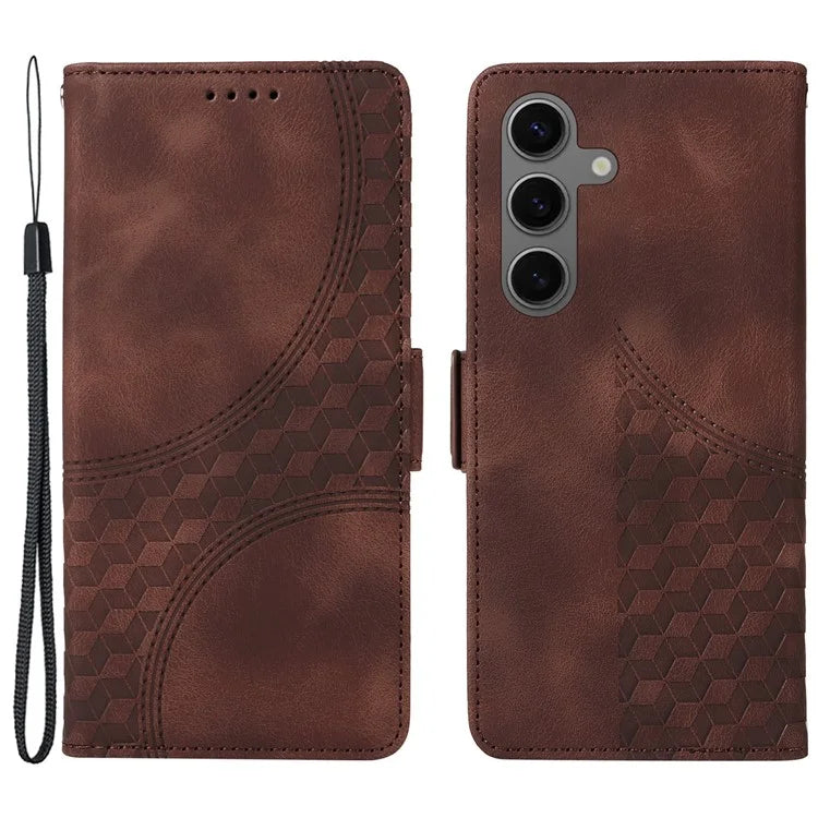 For Samsung Galaxy S24+ Case Wallet Leather Phone Cover Rhombus Starry Pattern