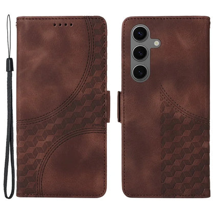 For Samsung Galaxy S24+ Case Wallet Leather Phone Cover Rhombus Starry Pattern