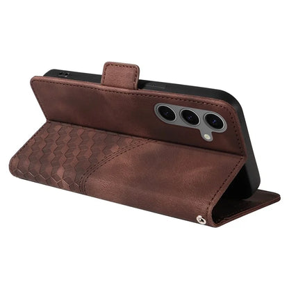 For Samsung Galaxy S24+ Case Wallet Leather Phone Cover Rhombus Starry Pattern