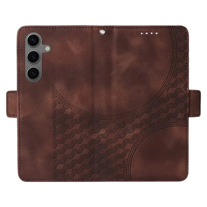 For Samsung Galaxy S24+ Case Wallet Leather Phone Cover Rhombus Starry Pattern