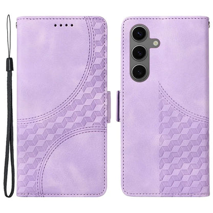 For Samsung Galaxy S24+ Case Wallet Leather Phone Cover Rhombus Starry Pattern