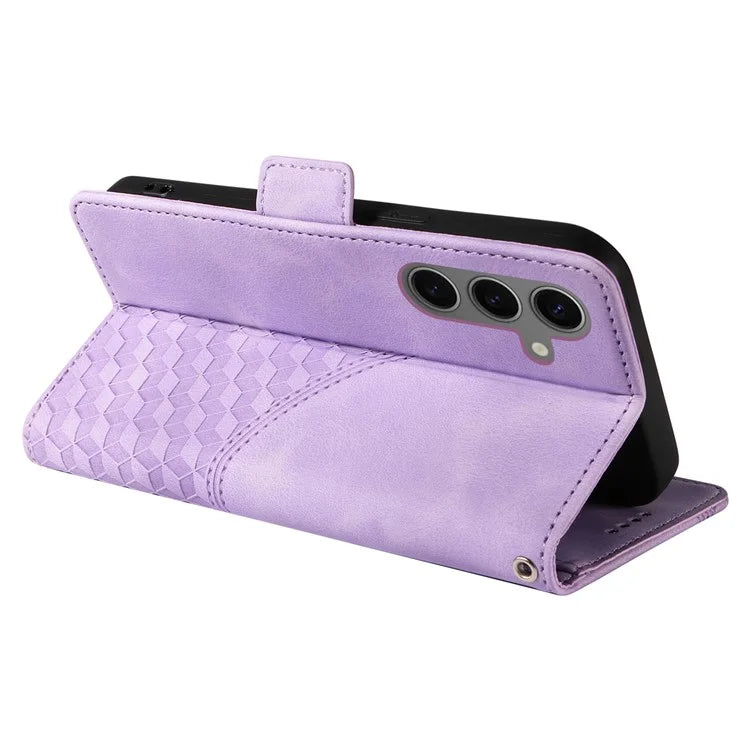 For Samsung Galaxy S24+ Case Wallet Leather Phone Cover Rhombus Starry Pattern