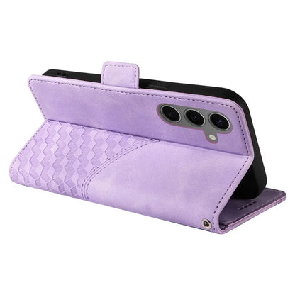 For Samsung Galaxy S24+ Case Wallet Leather Phone Cover Rhombus Starry Pattern