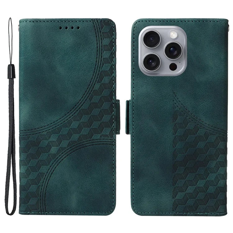 For iPhone 16 Pro Max Case Rhombus Starry Imprinted Phone Leather Cover