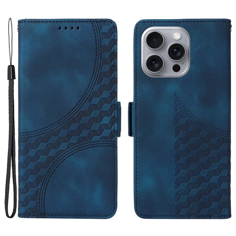 For iPhone 16 Pro Max Case Rhombus Starry Imprinted Phone Leather Cover