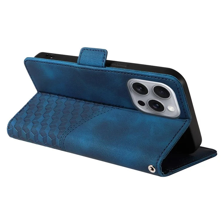 For iPhone 16 Pro Max Case Rhombus Starry Imprinted Phone Leather Cover