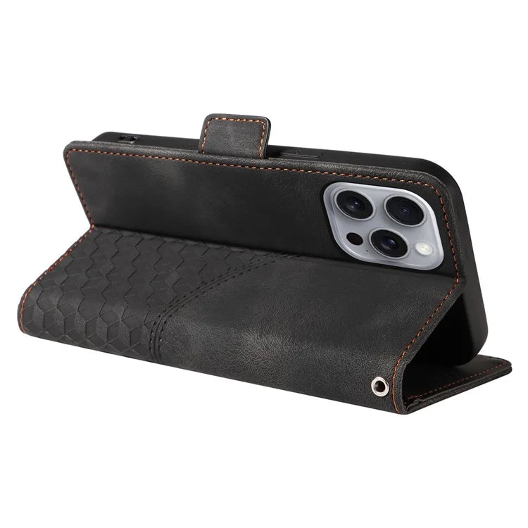 For iPhone 16 Pro Max Case Rhombus Starry Imprinted Phone Leather Cover