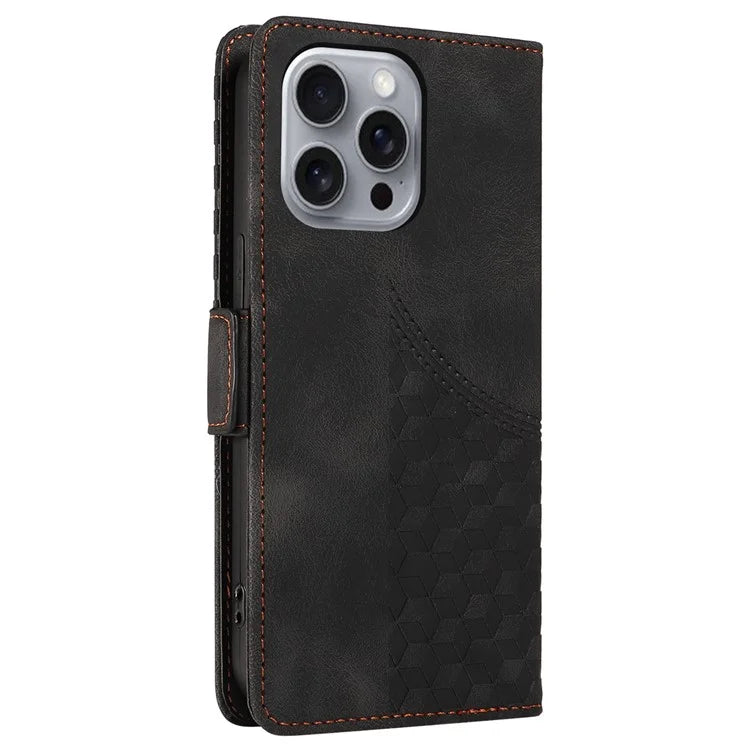 For iPhone 16 Pro Max Case Rhombus Starry Imprinted Phone Leather Cover