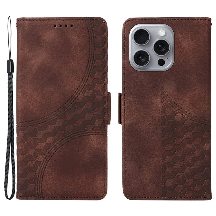 For iPhone 16 Pro Max Case Rhombus Starry Imprinted Phone Leather Cover