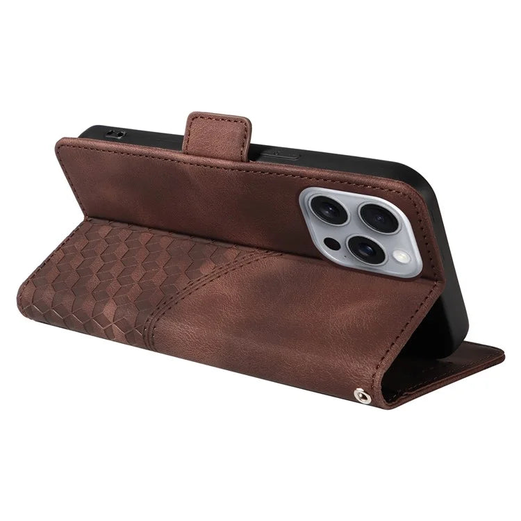 For iPhone 16 Pro Max Case Rhombus Starry Imprinted Phone Leather Cover