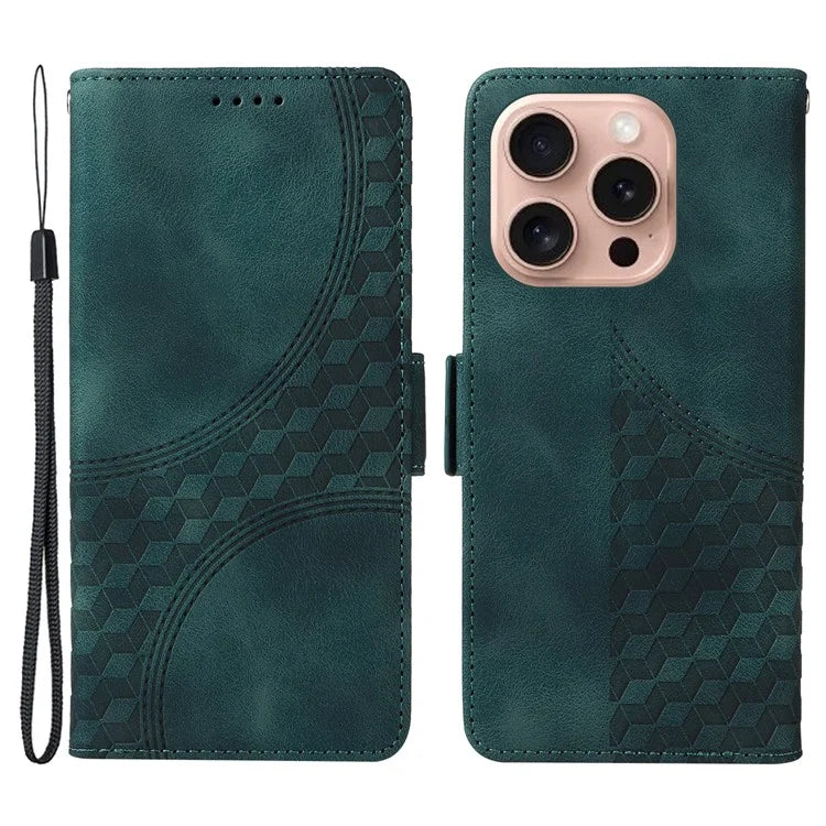 For iPhone 16 Pro Case Rhombus Starry Leather Wallet Flip Phone Cover