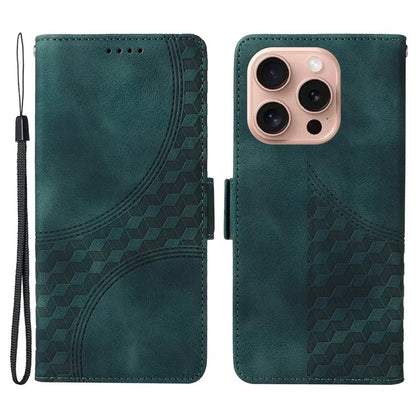 For iPhone 16 Pro Case Rhombus Starry Leather Wallet Flip Phone Cover