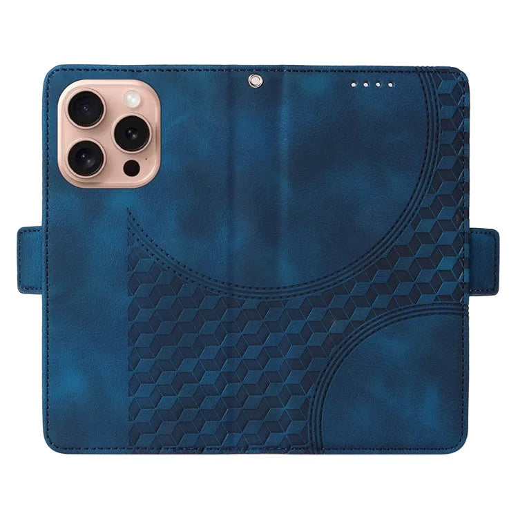 For iPhone 16 Pro Case Rhombus Starry Leather Wallet Flip Phone Cover