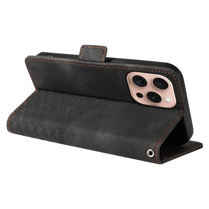 For iPhone 16 Pro Case Rhombus Starry Leather Wallet Flip Phone Cover