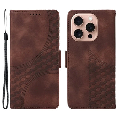 For iPhone 16 Pro Case Rhombus Starry Leather Wallet Flip Phone Cover
